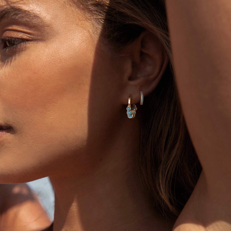 FETTERO Gold Huggie Hoop Earrings for Women Gold Plated Dainty Hypoallergenic Earrings Colorful Stone CZ Earrings Jewelry - Image 2